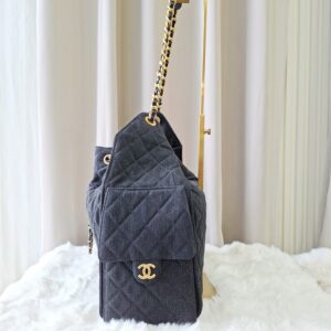 chanel c25 medium black wash denim microchipped 2025