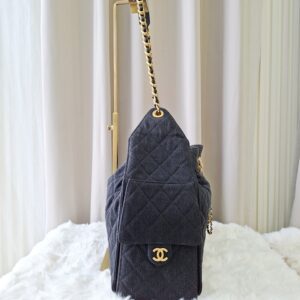 chanel c25 medium black wash denim microchipped 2025