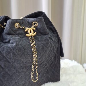 chanel c25 medium black wash denim microchipped 2025
