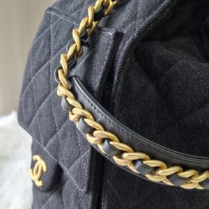 chanel c25 medium black wash denim microchipped 2025