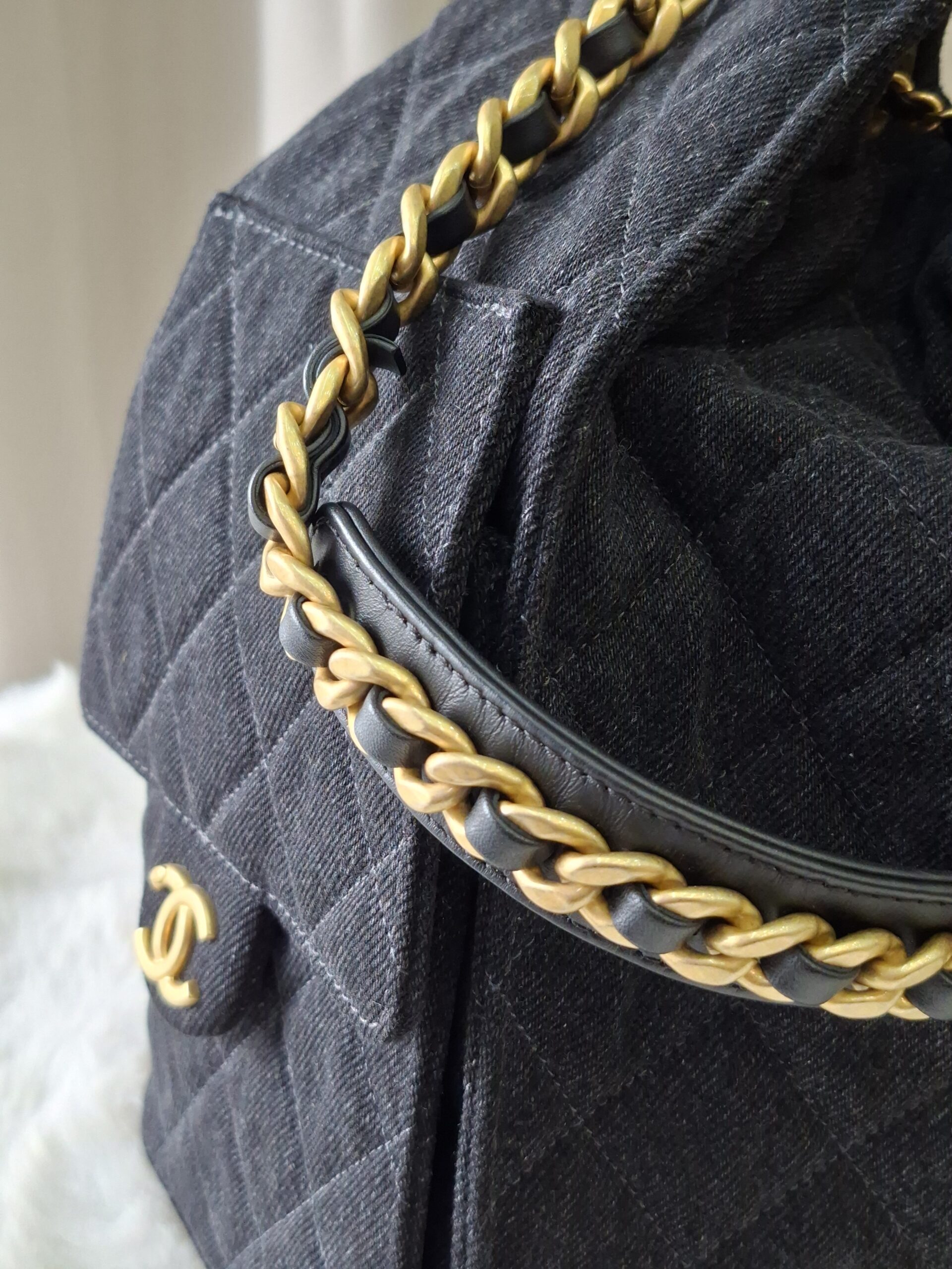 chanel c25 medium black wash denim microchipped 2025 chanel c25 medium black wash denim microchipped 2025