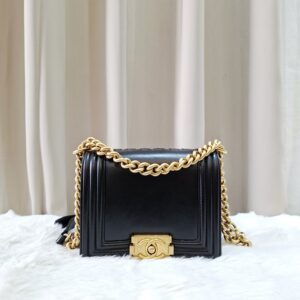 chanel mini boy lambskin black ghw microchipped