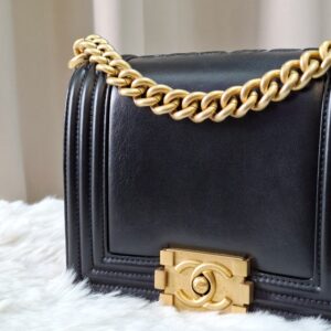 chanel mini boy lambskin black ghw microchipped