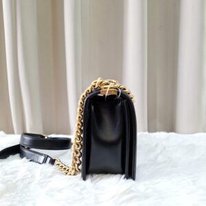 chanel mini boy lambskin black ghw microchipped