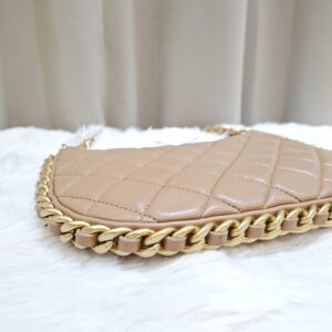 chanel shiny lambskin hobo bag dark beige ghw microchipped