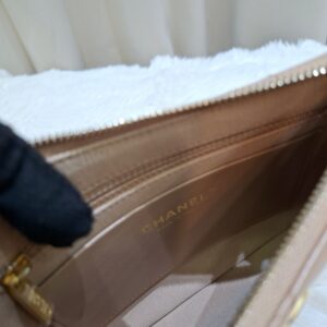 chanel shiny lambskin hobo bag dark beige ghw microchipped