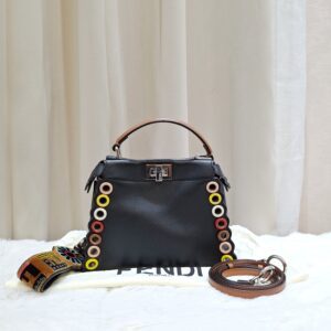 Home fendi peekaboo mini black multicolor eyelet trim shw