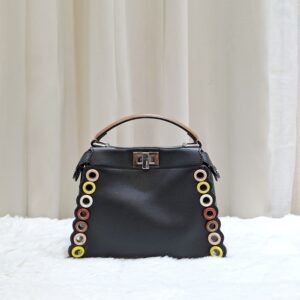 fendi peekaboo mini black multicolor eyelet trim shw