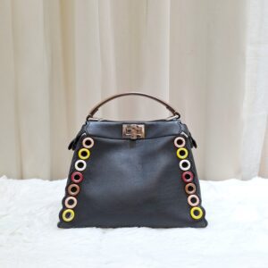 fendi peekaboo mini black multicolor eyelet trim shw