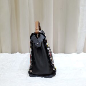 fendi peekaboo mini black multicolor eyelet trim shw