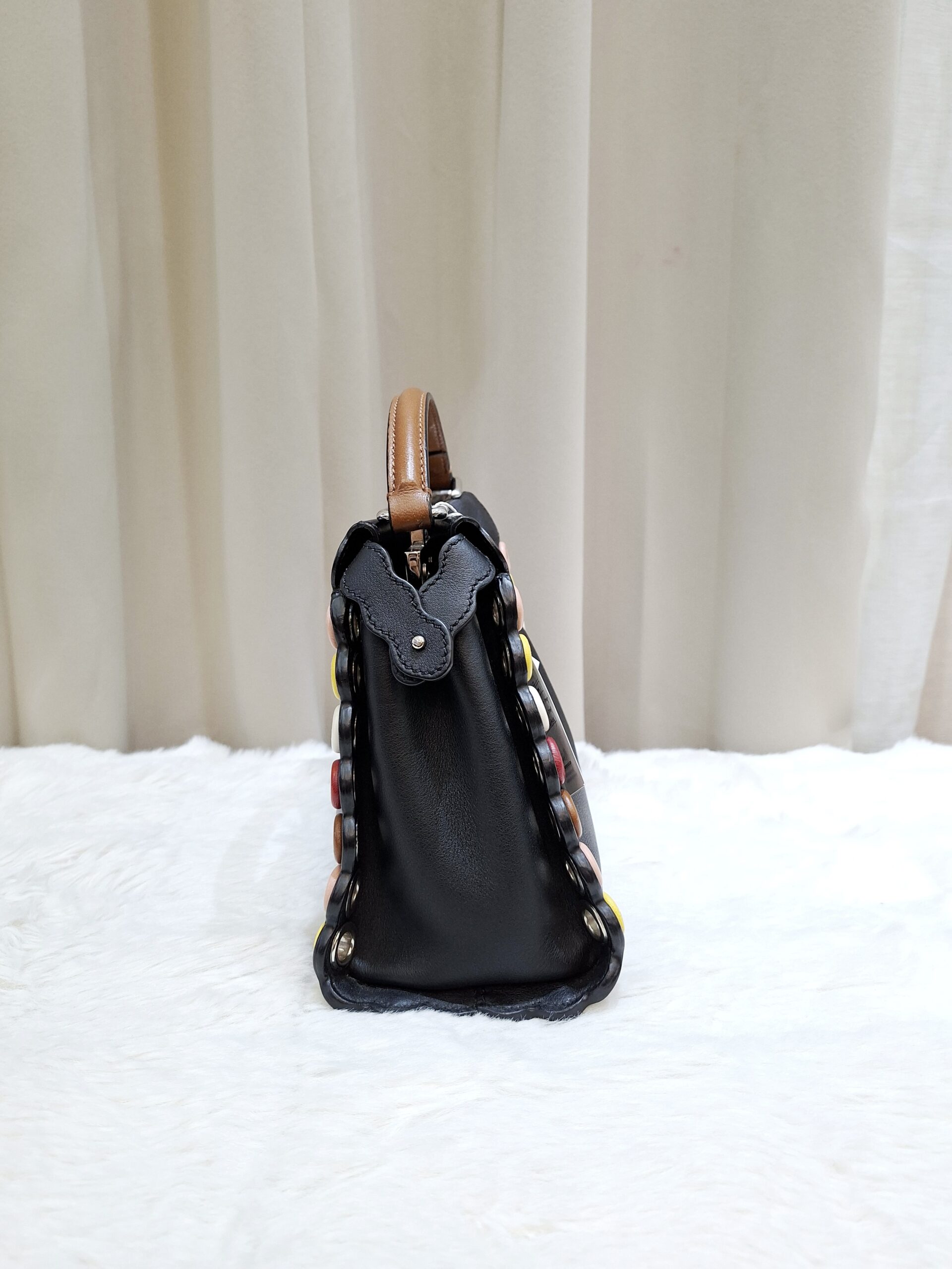 fendi peekaboo mini black multicolor eyelet trim shw fendi peekaboo mini black multicolor eyelet trim shw
