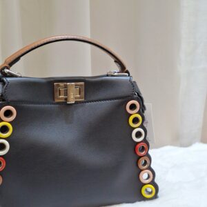fendi peekaboo mini black multicolor eyelet trim shw
