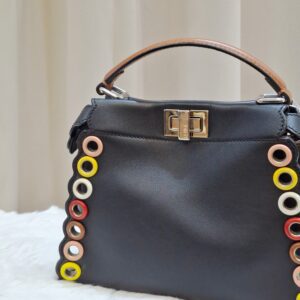 fendi peekaboo mini black multicolor eyelet trim shw