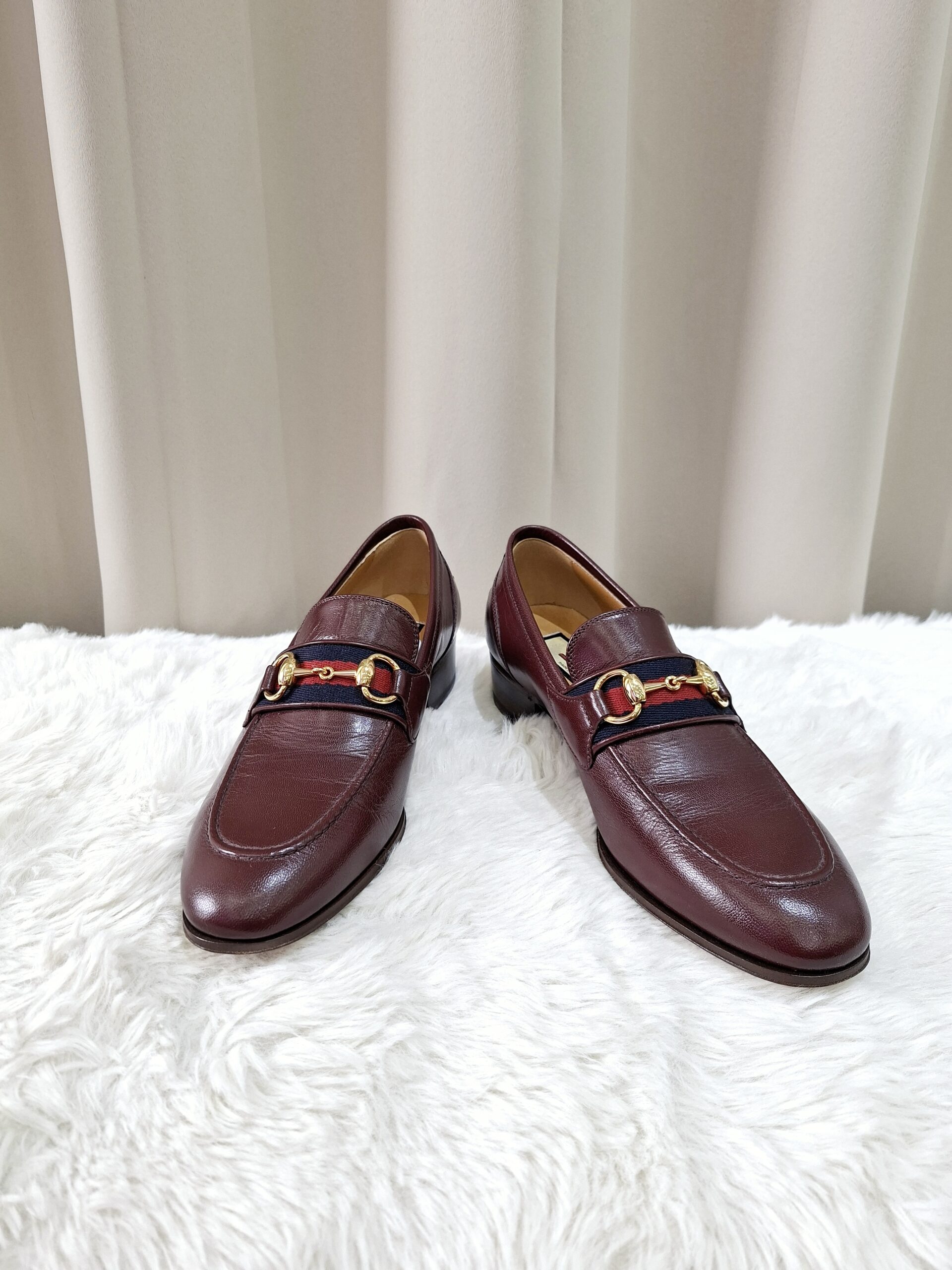 Gucci Burgundy Leather Web Slip On Loafer Gucci Burgundy Leather Web Slip On Loafer