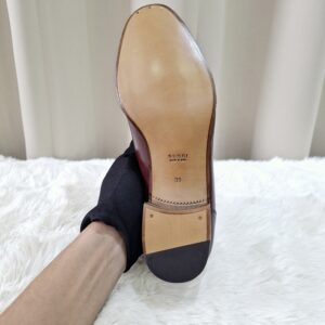 Gucci Burgundy Leather Web Slip On Loafer