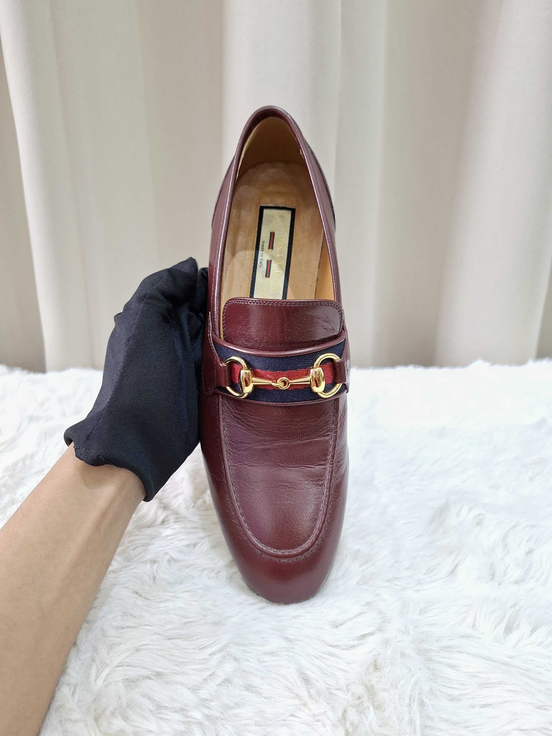 Gucci Burgundy Leather Web Slip On Loafer Gucci Burgundy Leather Web Slip On Loafer