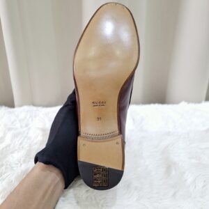 Gucci Burgundy Leather Web Slip On Loafer