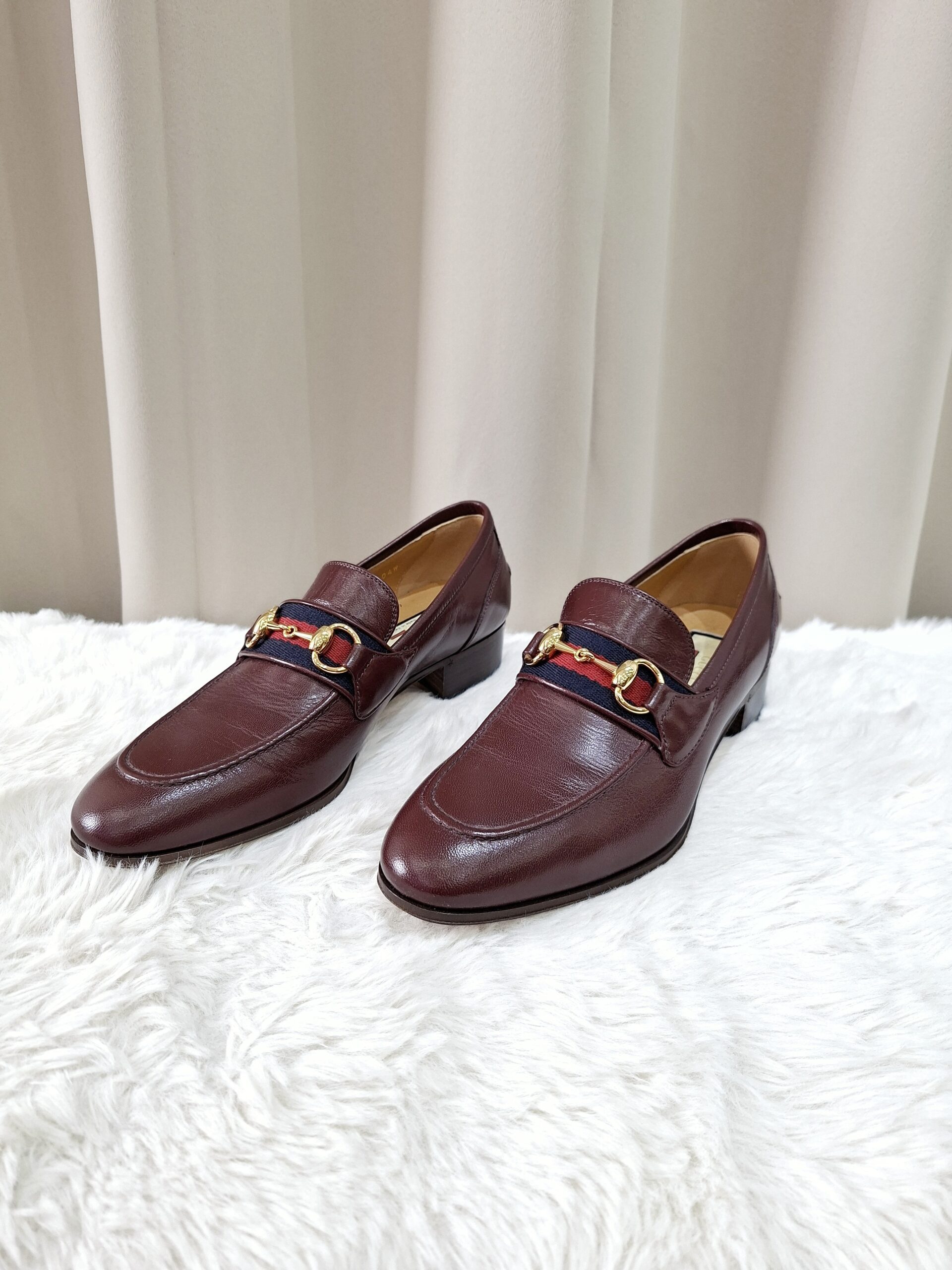 Gucci Burgundy Leather Web Slip On Loafer Gucci Burgundy Leather Web Slip On Loafer