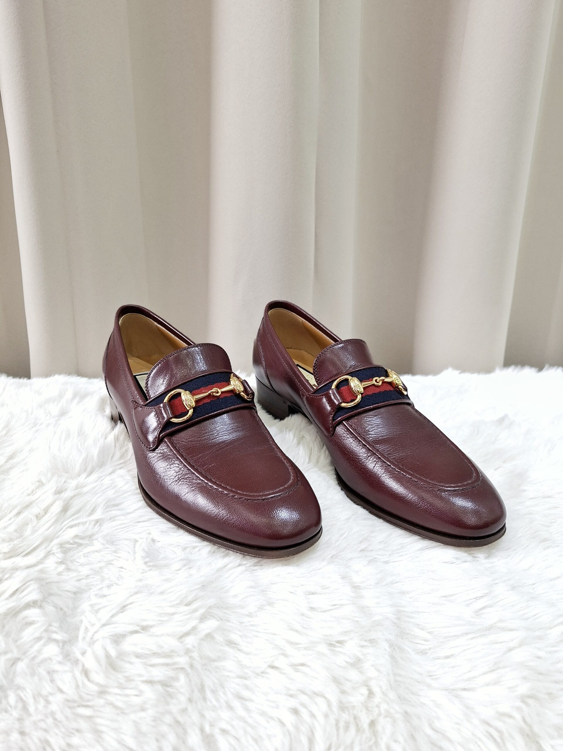 Gucci Burgundy Leather Web Slip On Loafer Gucci Burgundy Leather Web Slip On Loafer
