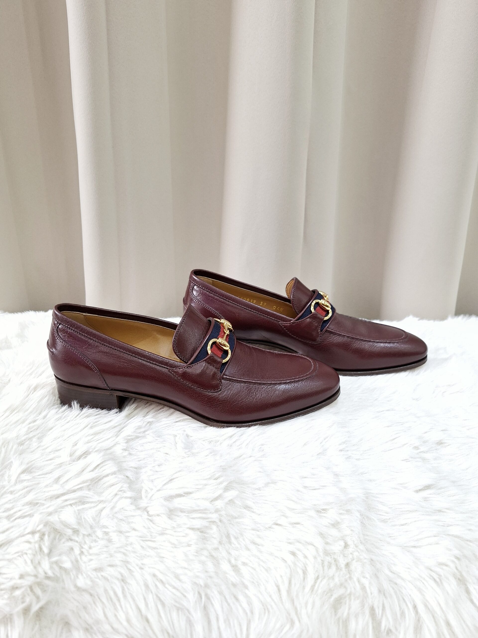 Gucci Burgundy Leather Web Slip On Loafer Gucci Burgundy Leather Web Slip On Loafer