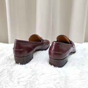 Gucci Burgundy Leather Web Slip On Loafer