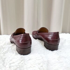 Gucci Burgundy Leather Web Slip On Loafer