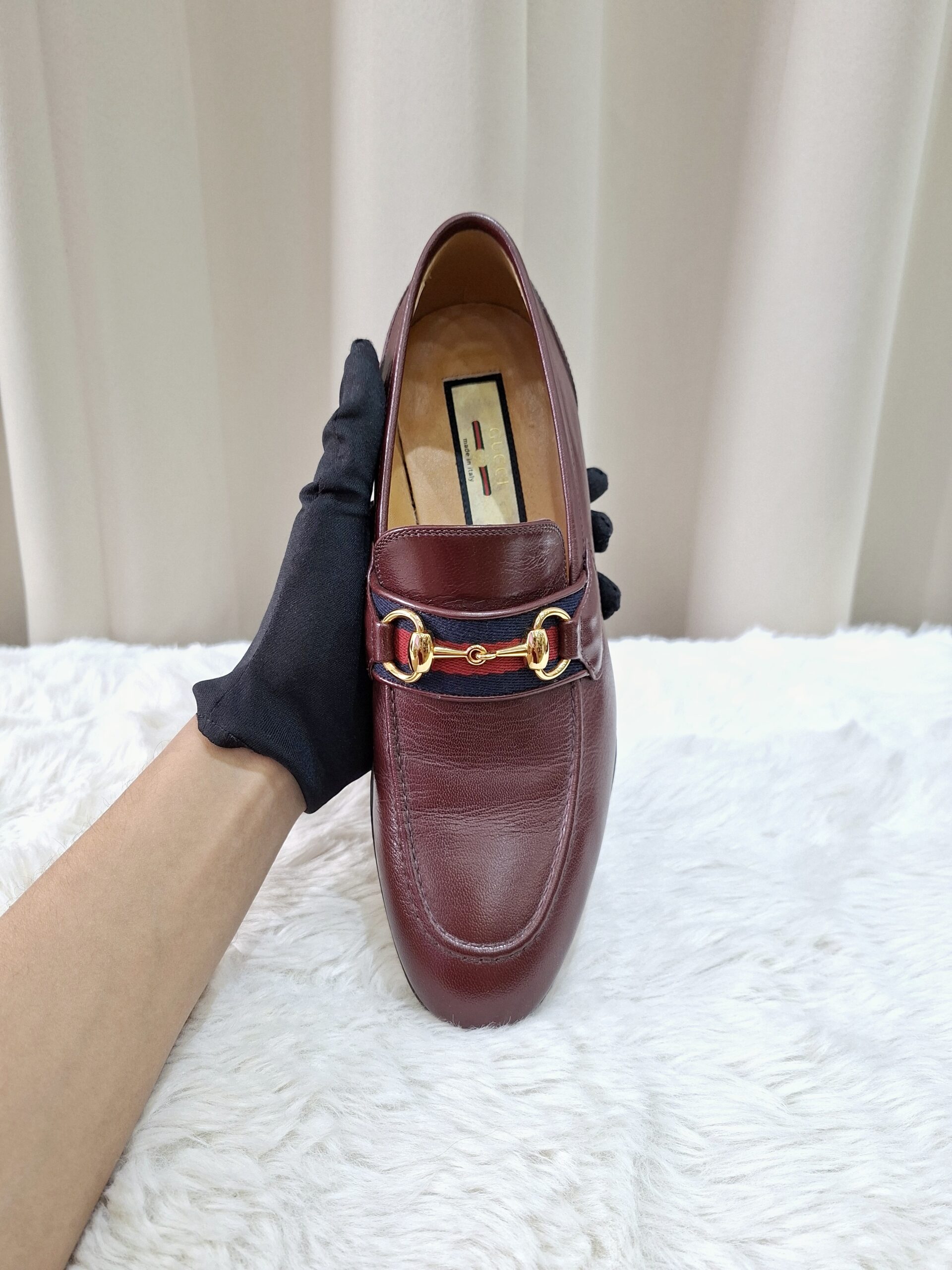 Gucci Burgundy Leather Web Slip On Loafer Gucci Burgundy Leather Web Slip On Loafer