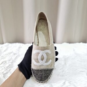 Chanel CC Espadrille Beige Canvas