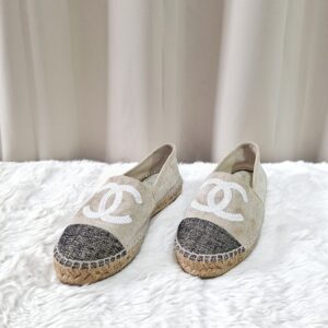 Chanel CC Espadrille Beige Canvas