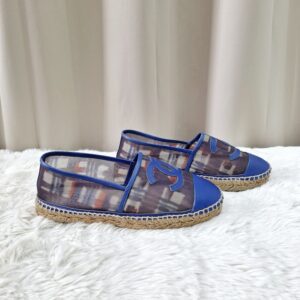 Chanel Blue Printed Mesh CC Espadrille Size 37