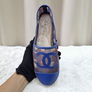 Chanel Blue Printed Mesh CC Espadrille Size 37