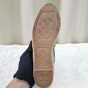 Chanel Blue Printed Mesh CC Espadrille Size 37