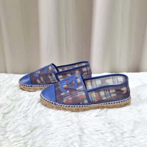 Chanel Blue Printed Mesh CC Espadrille Size 37