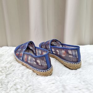 Chanel Blue Printed Mesh CC Espadrille Size 37