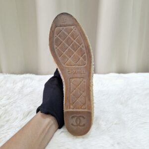 Chanel Blue Printed Mesh CC Espadrille Size 37