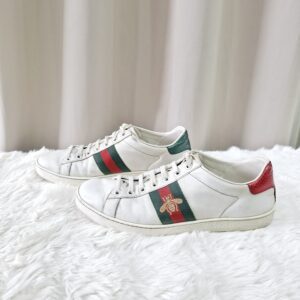 Gucci Ace Leather Sneakers Green/Red Stripe