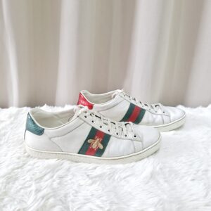 Gucci Ace Leather Sneakers Green/Red Stripe