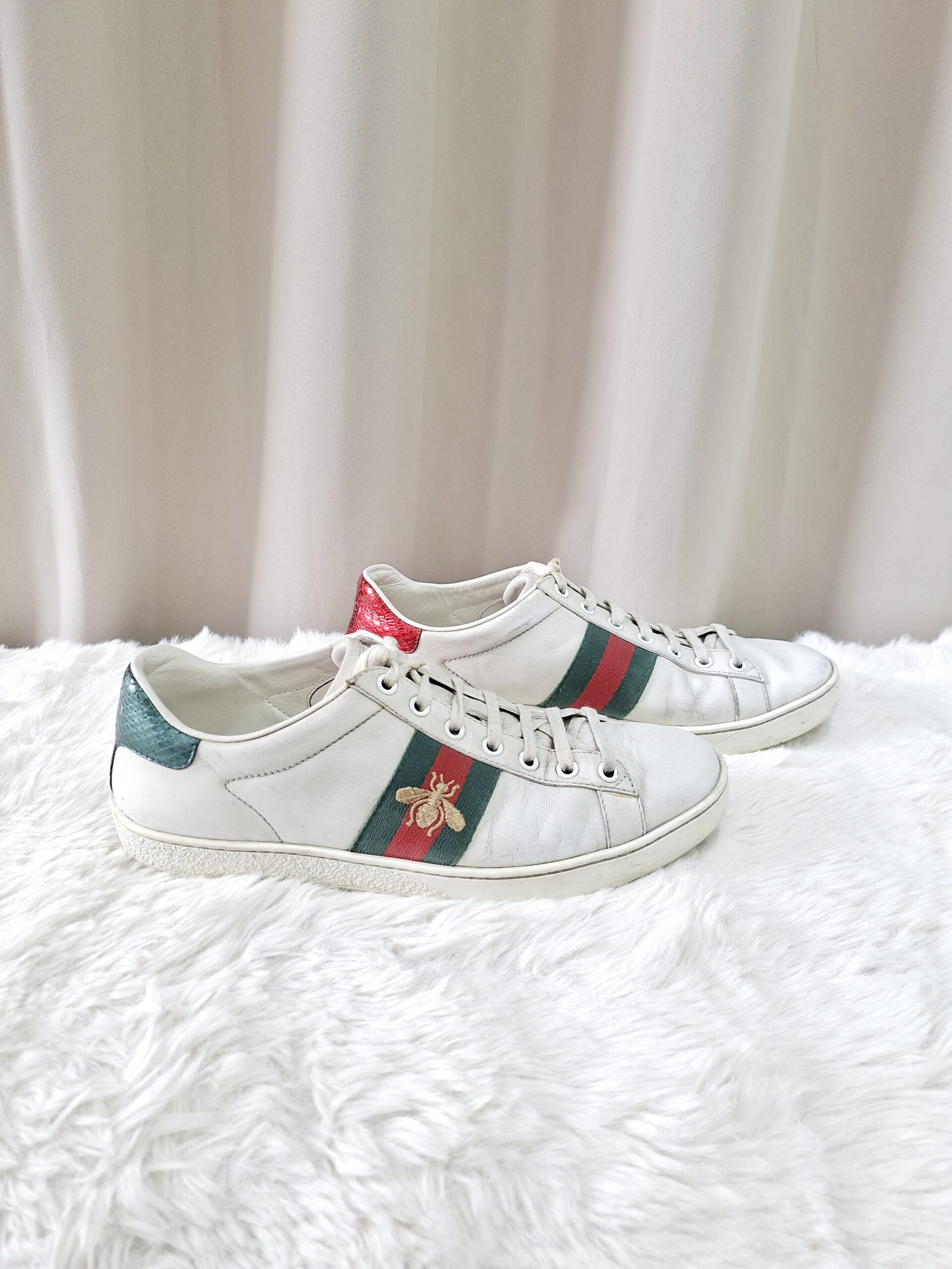 Gucci Ace Leather Sneakers Green/Red Stripe Gucci Ace Leather Sneakers Green/Red Stripe