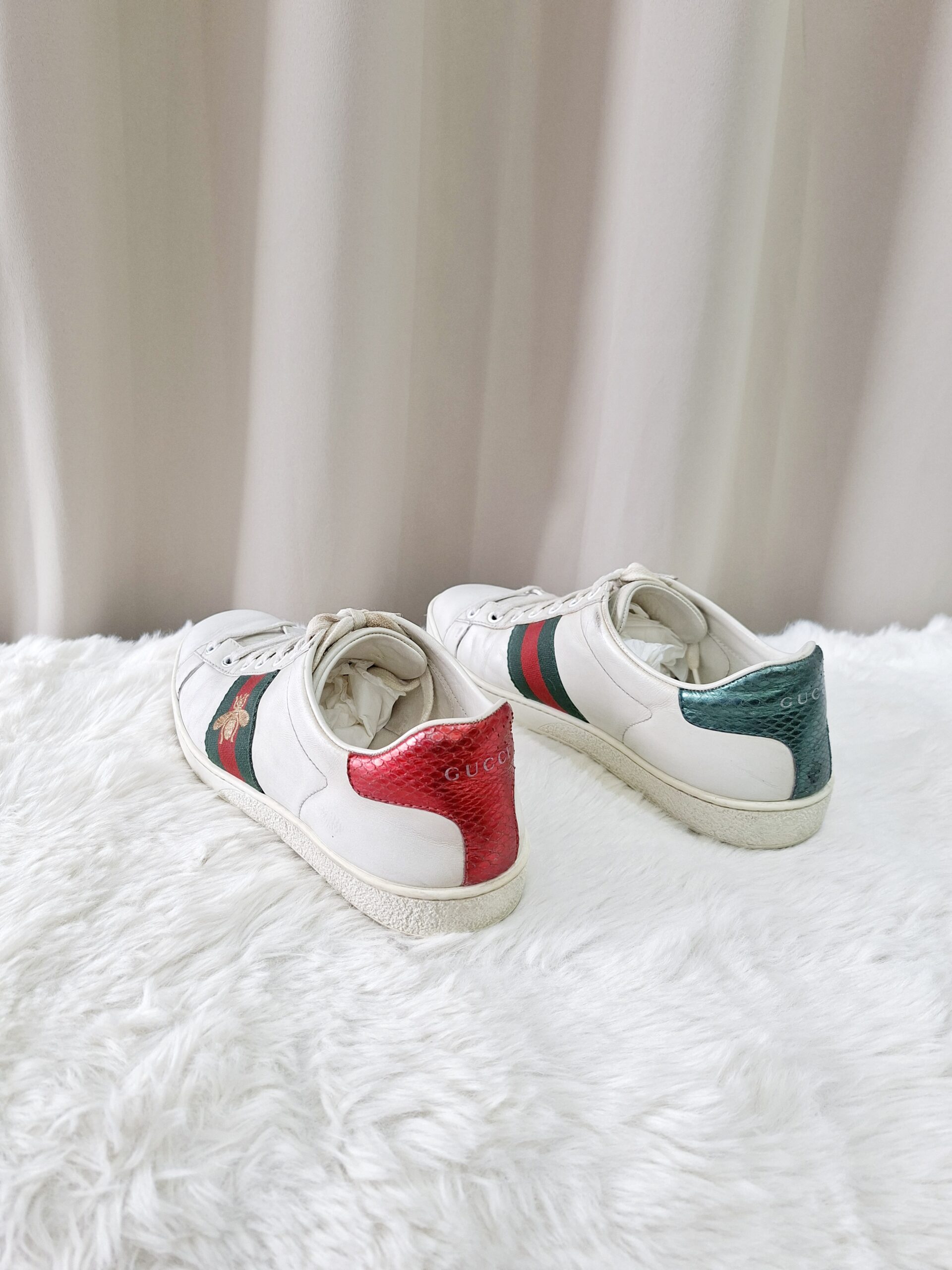 Gucci Ace Leather Sneakers Green/Red Stripe Gucci Ace Leather Sneakers Green/Red Stripe