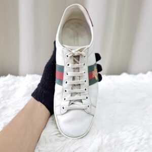 Gucci Ace Leather Sneakers Green/Red Stripe