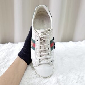 Gucci Ace Leather Sneakers Green/Red Stripe