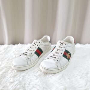 Gucci Ace Leather Sneakers Green/Red Stripe