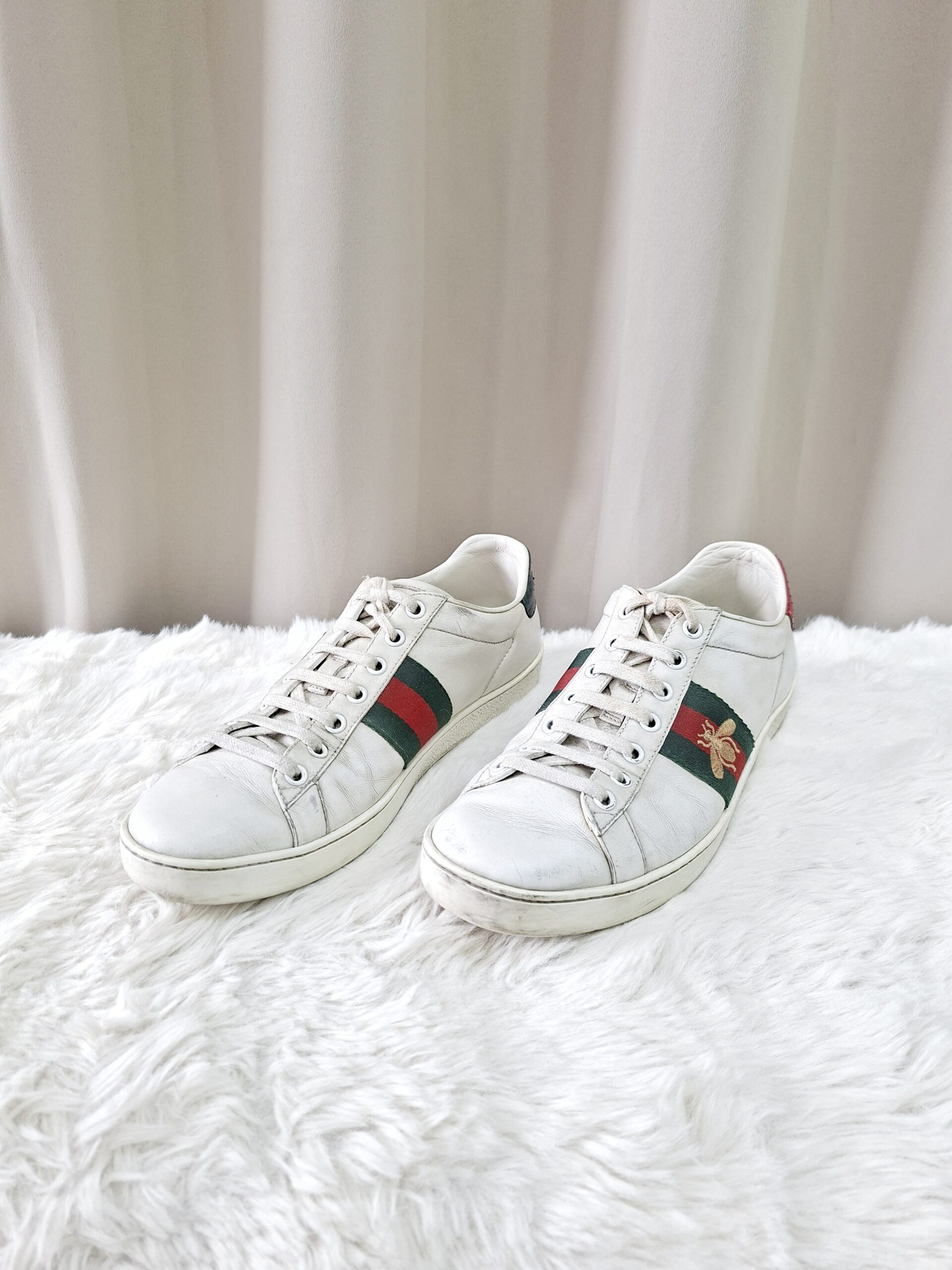 Gucci Ace Leather Sneakers Green/Red Stripe Gucci Ace Leather Sneakers Green/Red Stripe