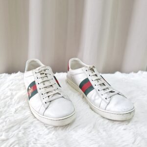 Gucci Ace Leather Sneakers Green/Red Stripe
