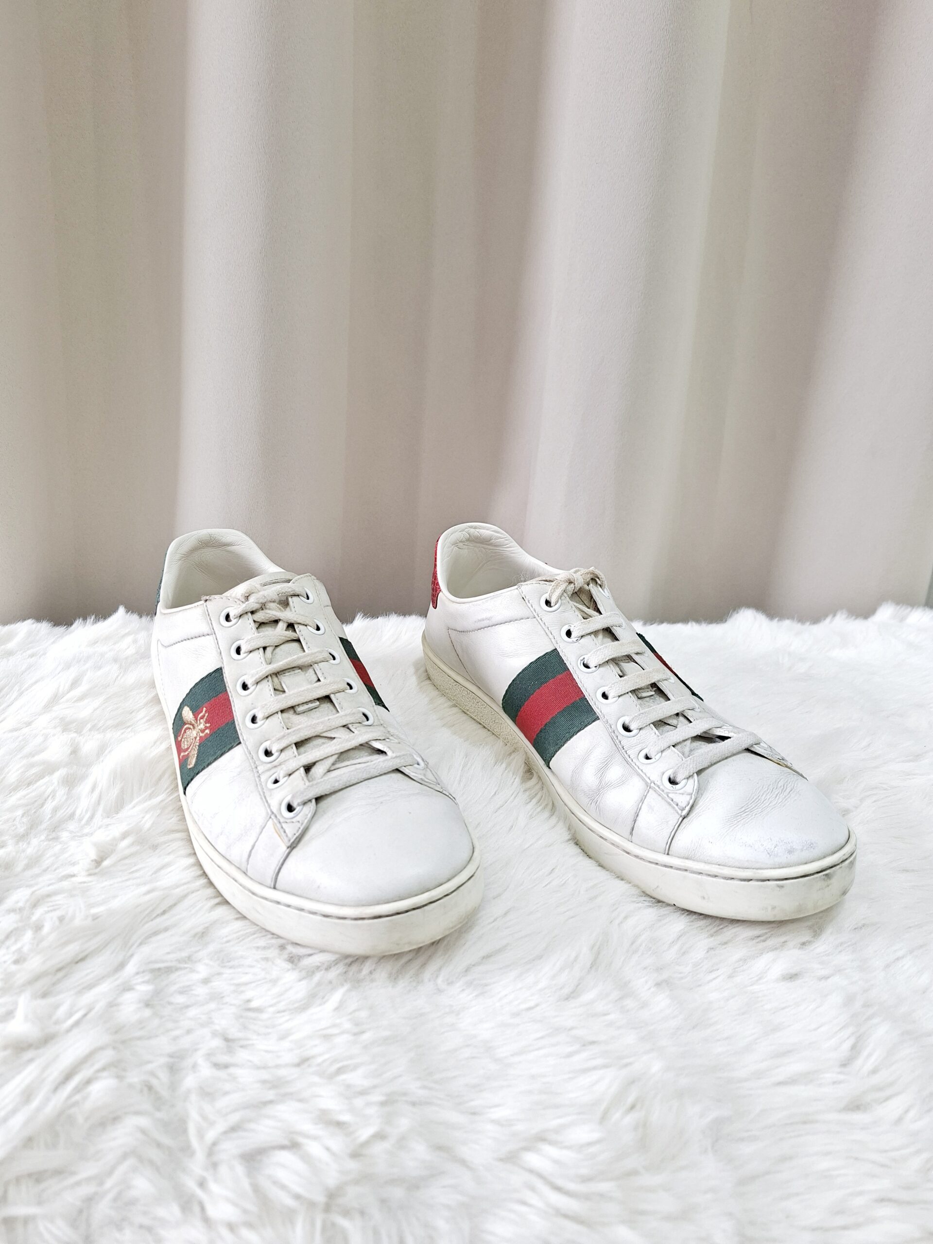 Gucci Ace Leather Sneakers Green/Red Stripe Gucci Ace Leather Sneakers Green/Red Stripe