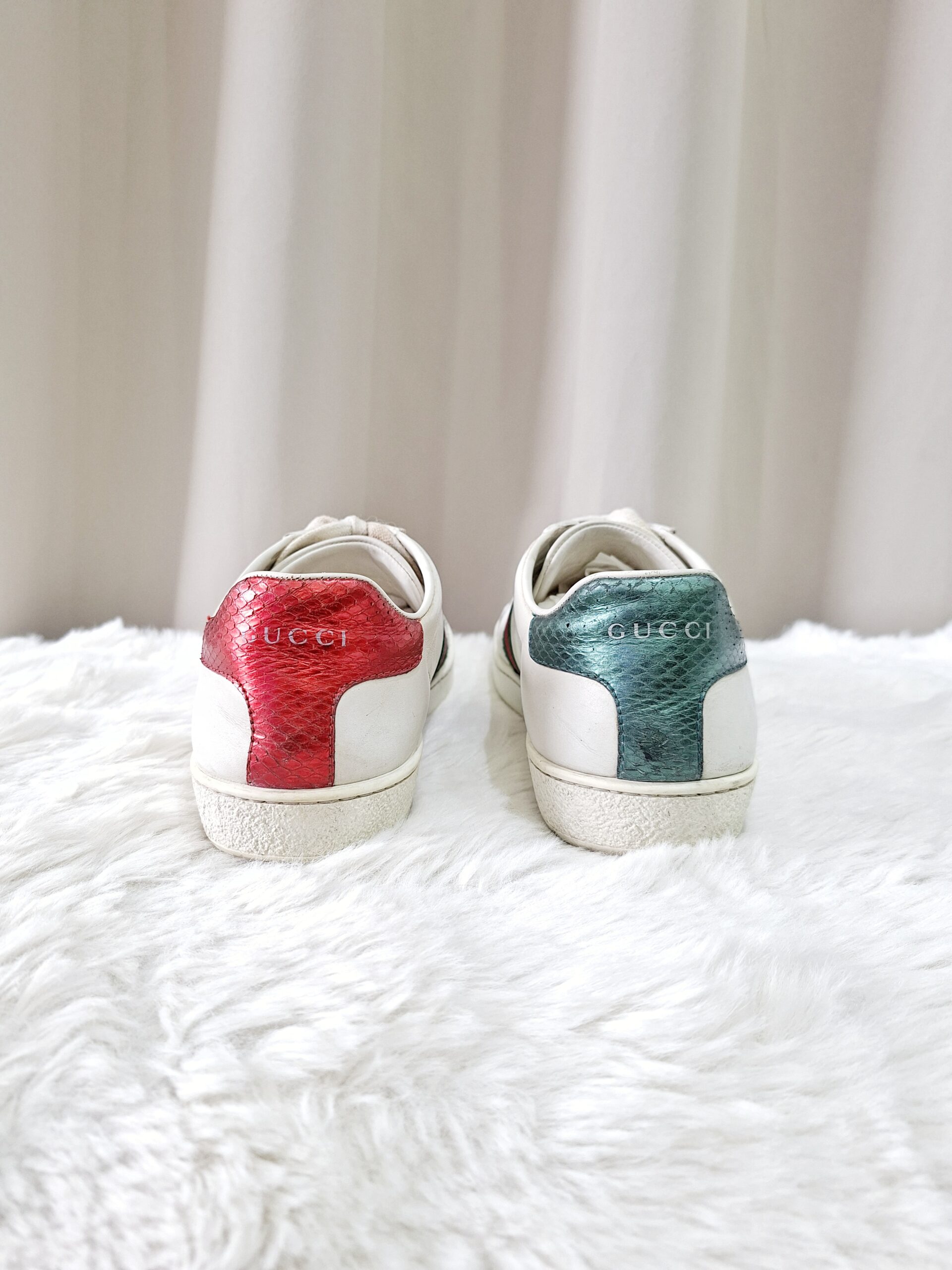 Gucci Ace Leather Sneakers Green/Red Stripe Gucci Ace Leather Sneakers Green/Red Stripe