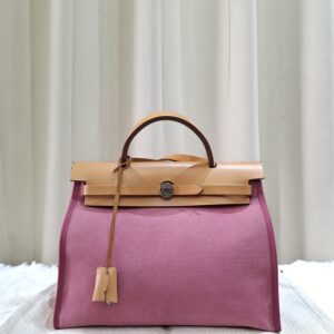 Home Hermes Herbag Pink Canvas