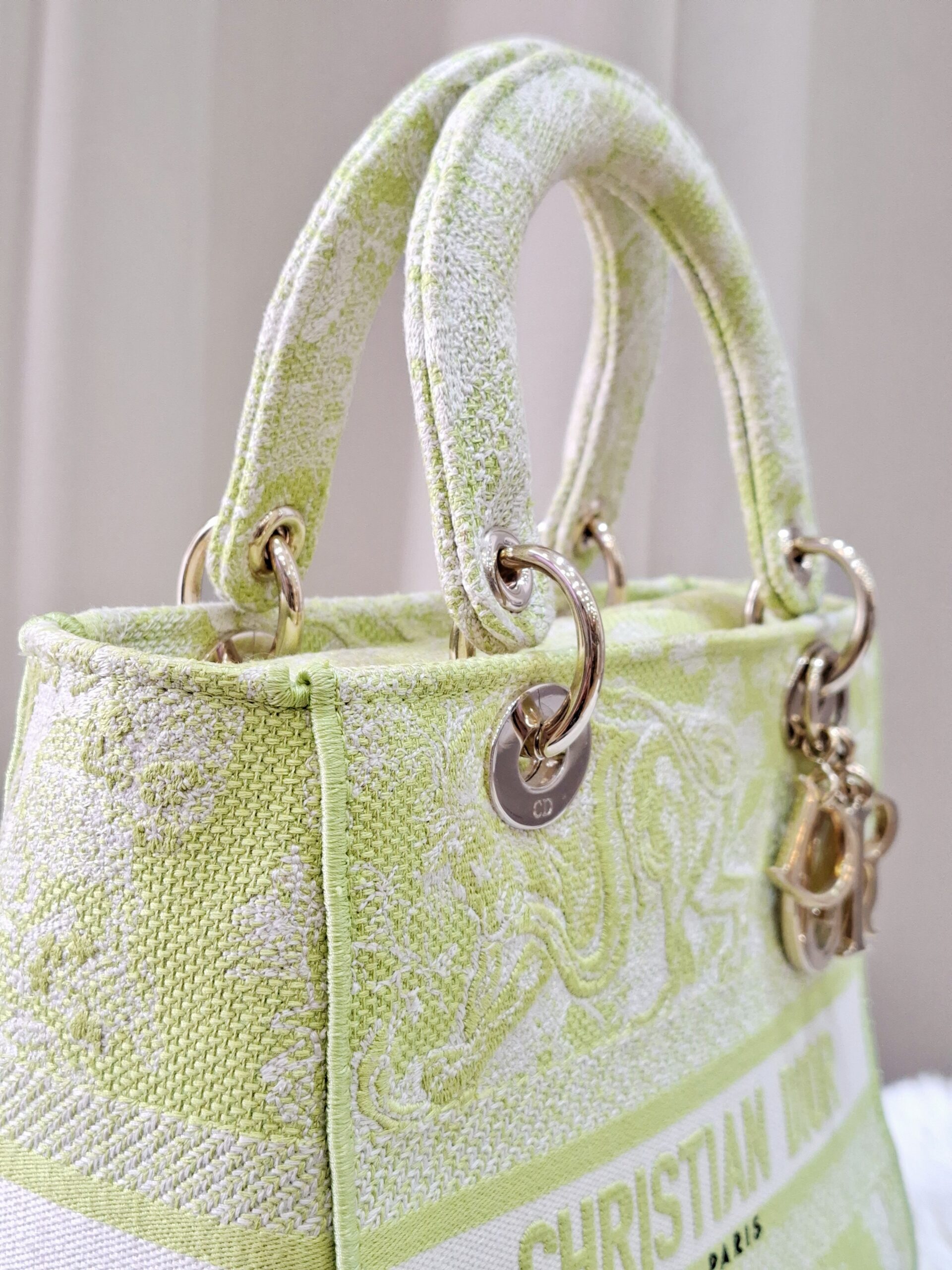 Christian Dior Medium Lady D-Lite Bag Lime Green Christian Dior Medium Lady D-Lite Bag Lime Green
