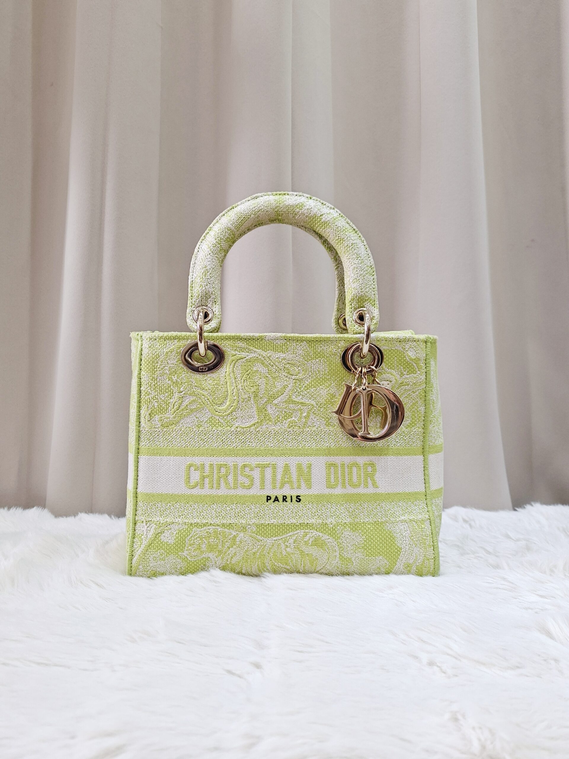 Christian Dior Medium Lady D-Lite Bag Lime Green Christian Dior Medium Lady D-Lite Bag Lime Green
