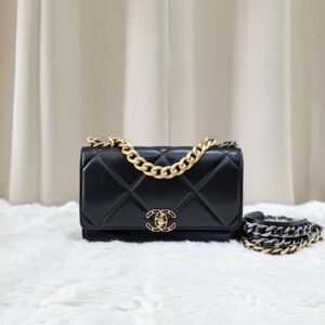 Chanel C19 WOC Lambskin Black Mixed Hardware Microchipped